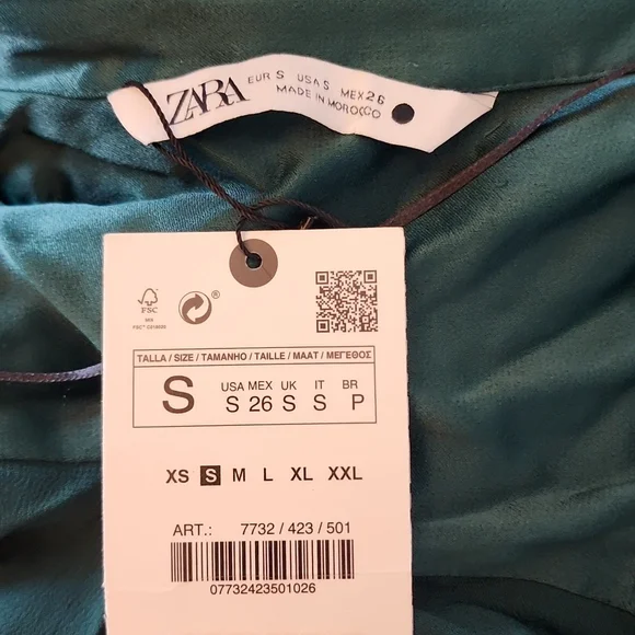 NWT Zara Long Green Shirt Dress, Size S - Picture 12 of 12